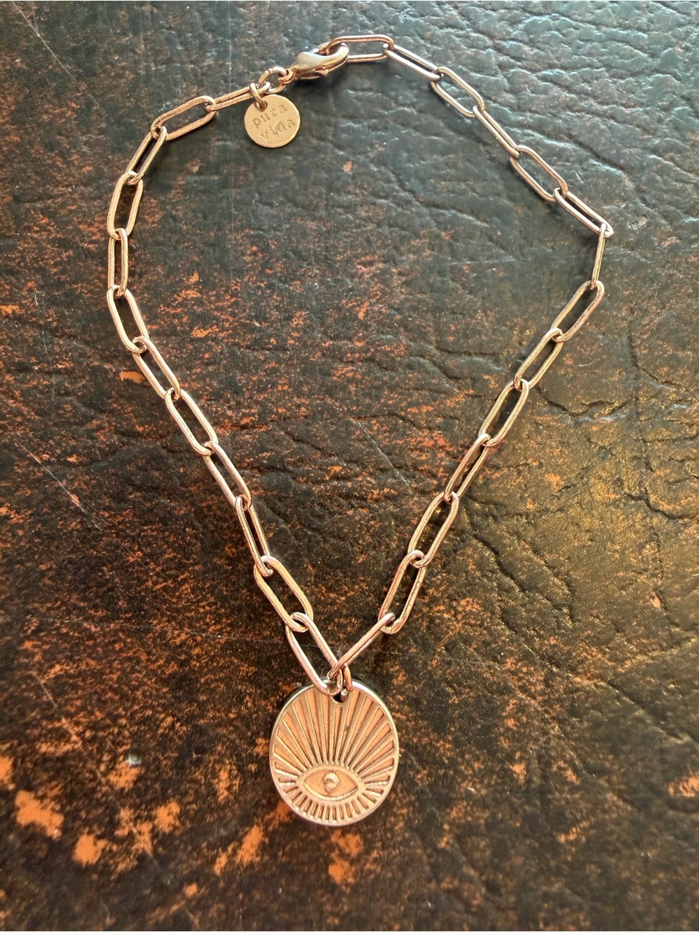 Pura Vida Eye Chain Bracelet Rose Gold Tone Adjustable Boho Jewelry